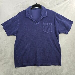 CRICQUET Mens XL Navy Blue Terry Cloth Polo‎ Shirt Short Sleeve Pocket